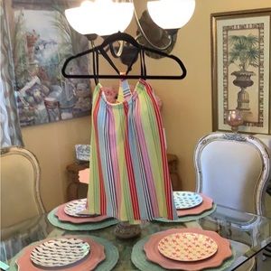 N Tankini top NWT 32 B /C striped colorful crisscrossed straps. 50$ tag